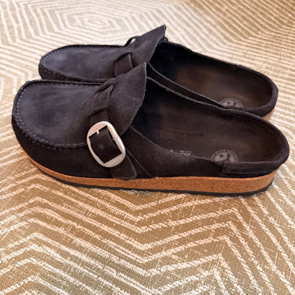 Birkenstock Buckley Black Suede Clogs Mule Shoes Size 41 US 10 - Picture 3 of 5